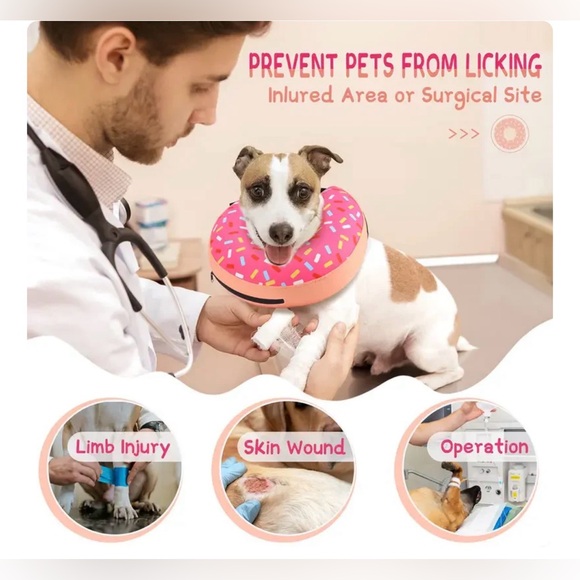 Donut Inflatable Dog Recovery Collar–Size Large, Soft Comfy Cone Alternative 🍩 - Picture 6 of 11